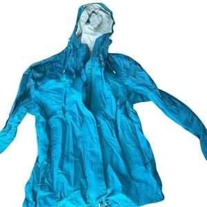 LL Bean Teal Blue Waterproof Hooded‎ Rain Jacket Windbreaker  lightweight S